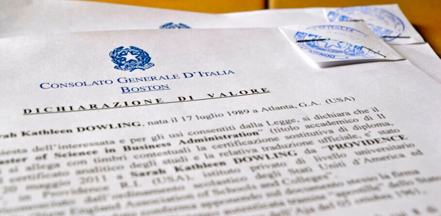 Фото Dichiarazione di valore